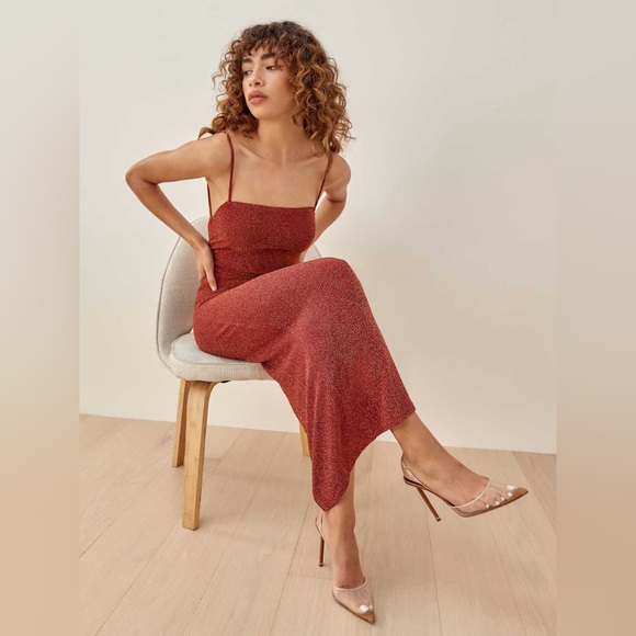 Reformation Dresses & Skirts - REFORMATION Breslin metallic knit midi DRESS